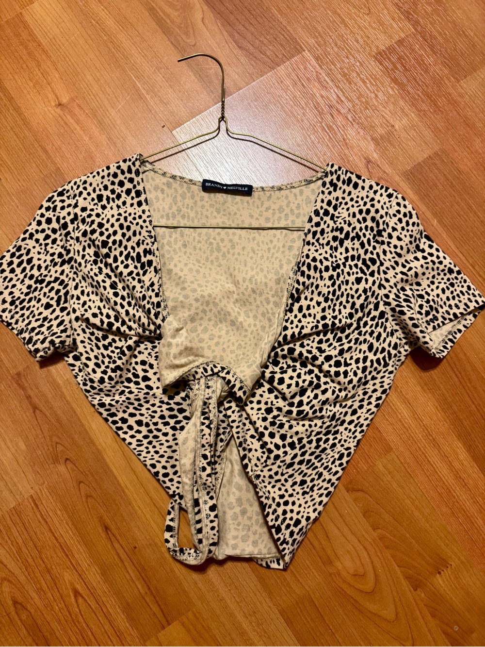Brandy Melville Leopard / Cheetah Print Tie-Front Crop Top